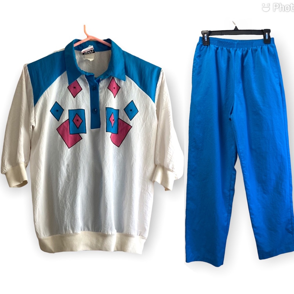 🏖️ Vintage Teddi Sport Petite 2pc Geometric Track Suit